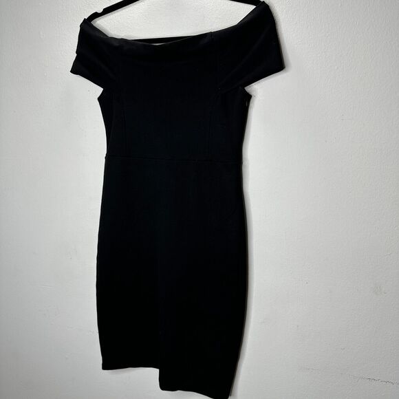 Zara Sexy Black Off-Shoulder Bandeau Style bodycon Dress Stretchy Medium - Picture 3 of 14